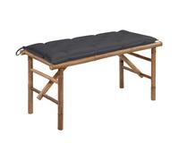 Vidaxl banco de jardín plegable con cojín bambú 118 cm