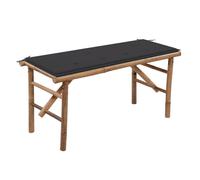 Vidaxl banco de jardín plegable con cojín bambú 118 cm