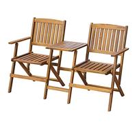 vidaXL Banco de Jardín Plegable con Mesa de Té Comedor Madera Acacia Maciza