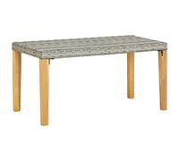 vidaXL Banco de jardín para patio, balcón y terraza – Ratán sintético gris, madera de acacia