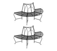 Vidaxl banco de jardín semicircular 2 uds de acero negro ø159 78.5 cm