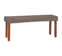 vidaXL Banco Asiento Silla Mueble Decoración Recibidor Entrada Comedor Cenador Hogar Interior de Ratán Kubu Natural 110 cm Madera Maciza de Caoba