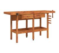 vidaXL Banco de Trabajo con Estante Mesa de Trabajo Organizador para Taller con Almacenaje Cajones y Tornillos Banco Madera 162x62x83 cm