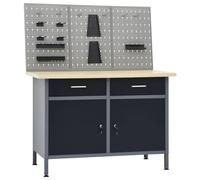 vidaXL Banco de Trabajo con Tres Paneles de Pared Garaje Superficie Grande Herramientas de Trabajo Mesa Estación Plataforma Estable