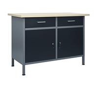 vidaXL Banco de Trabajo Garaje Herramientas de Trabajo Mesa Estación Superficie Grande Plataforma Estable de Acero Negro 120x60x85 cm