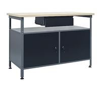 vidaXL Banco de Trabajo Garaje Superficie Grande Herramientas de Trabajo Mesa Estación Plataforma Estable de Acero Negro 120x60x85 cm