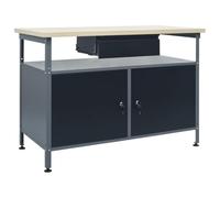 vidaXL Banco de Trabajo Garaje Superficie Grande Herramientas de Trabajo Mesa Estación Plataforma Estable de Acero Negro 120x60x85 cm