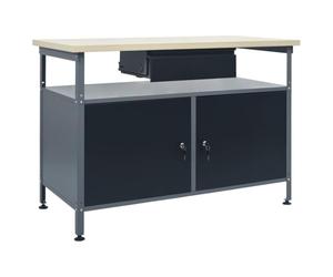 vidaXL Banco de Trabajo Garaje Superficie Grande Herramientas de Trabajo Mesa Estación Plataforma Estable de Acero Negro 120x60x85 cm