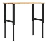 vidaXL Banco de trabajo madera maciza de roble 100x60x(71,5-98) cm, mesa de trabajo, estación de trabajo, banco de trabajo de metal