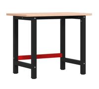 vidaXL Banco de Trabajo Rectangular Madera Maciza Roble 100x60x81,5 cm