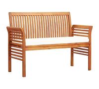 vidaXL Banco Jardín 2 Plazas con Cojín Mobiliario Cómodo Robusto Resistente Funcional Práctico Diseño Moderno Elegante 120cm Madera Maciza Acacia