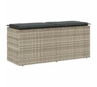vidaXL Banco jardín con cojín ratán sintético Gris Claro 110x40x44cm, Banco de Exterior, Banco de Parque, sofá de Dos plazas de jardín