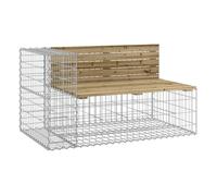 Vidaxl banco jardín diseño gavión madera pino impregnada 122x71x65,5cm