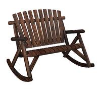 vidaXL Banco Mecedora de jardín de 2 plazas Madera Abeto 123x96x102 cm