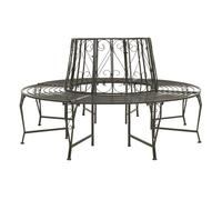 vidaXL Banco de árbol para patio, asiento al aire libre, jardín, balcón, terraza, parque, decoración del hogar, asiento de muebles de acero de 63 pulgadas, junto a la piscina