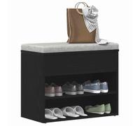 vidaXL Banco para Zapatos con Estante Roble Negro 60 x 30 x 45 cm, Almacenamiento en el Pasillo, Banco de Zapatos Moderno, Organizador Compacto, Muebles de vestíbulo duraderos, solución Funcional par