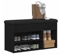 vidaXL Banco para Zapatos Negro 80 x 30 x 45 cm Madera contrachapada, Banco Rectangular Moderno, Asiento Funcional para Sala, Almacenamiento Duradero, Diseño Minimalista