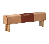 vidaXL Banco Potro Gimnasio Cuero y Madera Acacia Maciza marrón 160 cm