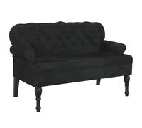 vidaXL Banco con Respaldo Terciopelo Negro 119,5x64,5x75 cm