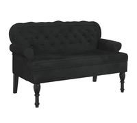 vidaXL Banco con Respaldo Terciopelo Negro 119,5x64,5x75 cm