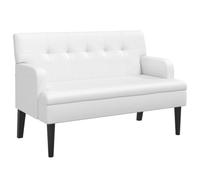 vidaXL Banco, Silla con Respaldo Reposabrazos, Banca de Final de Cama, Asiento Tapizado para Pasillo Recibidor Dormitorio, Cuero Sintético Blanco