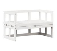 vidaXL Banco Sofá de Jardín Extensible, Banca con Respaldo Reposabrazos, Asiento de Relax, Mueble para Patio Terraza, Madera Maciza de Pino Blanco