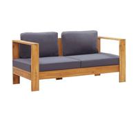 Vidaxl banco sofá de jardín y cojines madera maciza acacia gris 140 cm