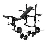 vidaXL Banco Soporte Barras Mancuernas 60,5 kg Musculación Pesas Entrenamiento