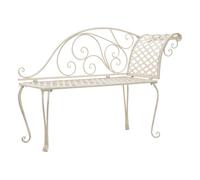 Vidaxl banco tumbona de jardín de acero blanco envejecido 128 cm