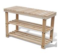 vidaXL Banco Zapatero 2 en 1, Estantería Soporte de Zapatos, Armario de Almacenamiento, Organizador para Entrada, Madera Maciza de Abeto
