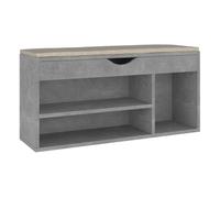 Vidaxl banco zapatero cojín contrachapada gris hormigón 104x30x49 cm