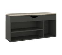 Vidaxl banco zapatero con cojín madera ingeniería gris 104x30x49 cm