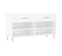 vidaXL Banco Zapatero Madera de ingeniería Blanco 102x35x55 cm, Banco de Almacenamiento para Zapatos, Mueble Zapatero, estantería de Zapatos