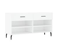 vidaXL Banco zapatero Madera de ingeniería Blanco 102x35x55 cm