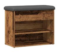 vidaXL Banco Zapatero Madera de ingeniería Madera Vieja 62x32x50 cm, Zapatero, Banco, Banco de almacenaje, Mueble Zapatero, Banco de Pasillo