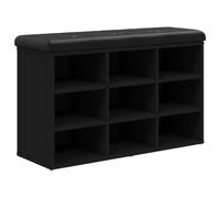 vidaXL Banco Zapatero Madera de ingeniería Negro 82x32x50 cm