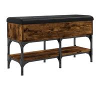 vidaXL Banco Zapatero Madera de ingeniería Roble Ahumado 82x32x45 cm