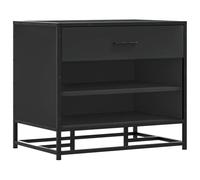 vidaXL Banco Zapatero Madera de ingeniería y Metal Negro 60x40x53,5 cm, Banco Zapatero, Asiento de Banco de Pasillo, Asiento de Pasillo