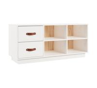 Vidaxl banco zapatero madera maciza de pino blanco 100x34x45 cm