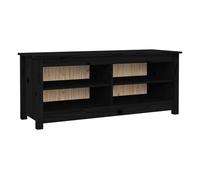 Vidaxl banco zapatero madera maciza de pino negro 110x38x45,5 cm