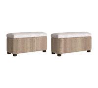 vidaXL Bancos con almacenaje con cojín de enea gris, 2 unidades, 69 cm