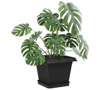 vidaXL Bandeja Cuadrada para Flores 24 pcs Negro 15 x 15 x 2 cm, Balcón, Cuadrado, Moderno, Duradero, Ligero, para Vida al Aire Libre, Fácil de Ensamblar, Resistente a la Intemperie, Diseño Elegante