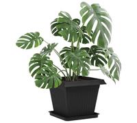 vidaXL Bandeja Cuadrada para Flores 24 pcs Negro 36 x 36 x 2.5 cm, Balcón, Cuadrado, Moderno, Duradero, Ligero, para Vida al Aire Libre, Fácil de Ensamblar, Resistente a la Intemperie, Diseño Elegante