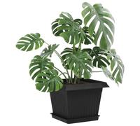 vidaXL Bandeja Cuadrada para Flores 6 pcs Negro 18 x 18 x 2 cm, Balcón, Cuadrado, Moderno, Duradero, Ligero, para Vida al Aire Libre, Fácil de Ensamblar, Resistente a la Intemperie, Diseño Elegante