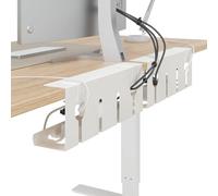 vidaXL Bandeja de gestión de cables debajo de la mesa 2 piezas Blanco, Bandeja de cables moderna, instalación sin taladro, soporte de abrazadera, organizador de cables de tornillo