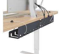 vidaXL - Bandeja de gestión de cables para escritorio (2 unidades, antracita, organizador de cables rectangular moderno, resistente al óxido, práctico para la oficina y el estudio