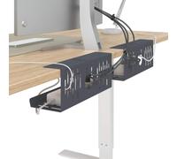vidaXL - Bandeja de gestión de cables para escritorio (2 unidades, antracita, organizador de escritorio moderno, para estudio, gestión de cables, ahorro de espacio, accesorios anticorrosión