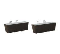 vidaXL Barandilla 2 pcs Negro 50 x 17 x 17 cm Metal, Maceteros para jardín y terraza, macetas Modernas para barandillas, cestas Elegantes para Plantas Exteriores, decoración Minimalista de Balcones,
