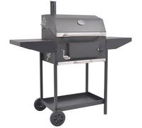 vidaXL Barbacoa Ahumador al Carbón Estante Inferior Acero Negro BBQ Parrilla