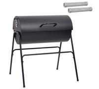 vidaXL Barbacoa de barril con 2 parrillas de cocción, 3 unidades, 80 x 73 x 90 cm, metal negro, moderna barbacoa para exteriores, barbacoa de carbón portátil, barbacoa de acero inoxidable, práctica